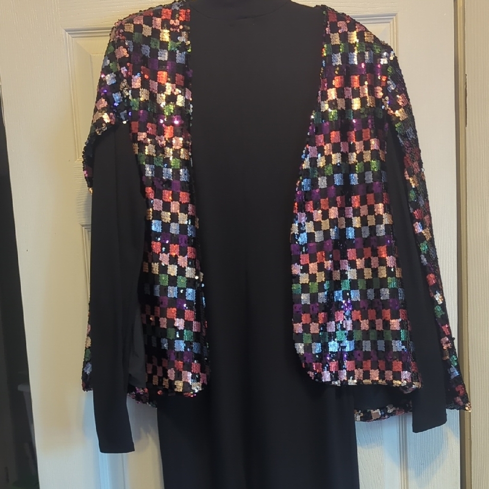 Buru Chic Multicolor Sequin Cape Jacket - image 7